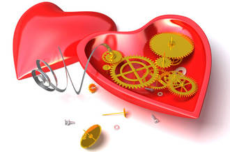 Rouages à l'intérieur d'un cœur