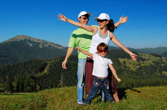 Une famille à la montagne