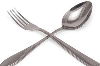 Fourchette et cuillère formant une croix