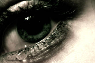 Œil sombre avec larme